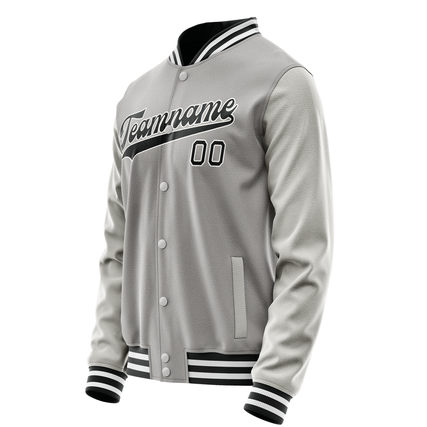 Custom Gray Black Solid Color Varsity Letterman Jacket