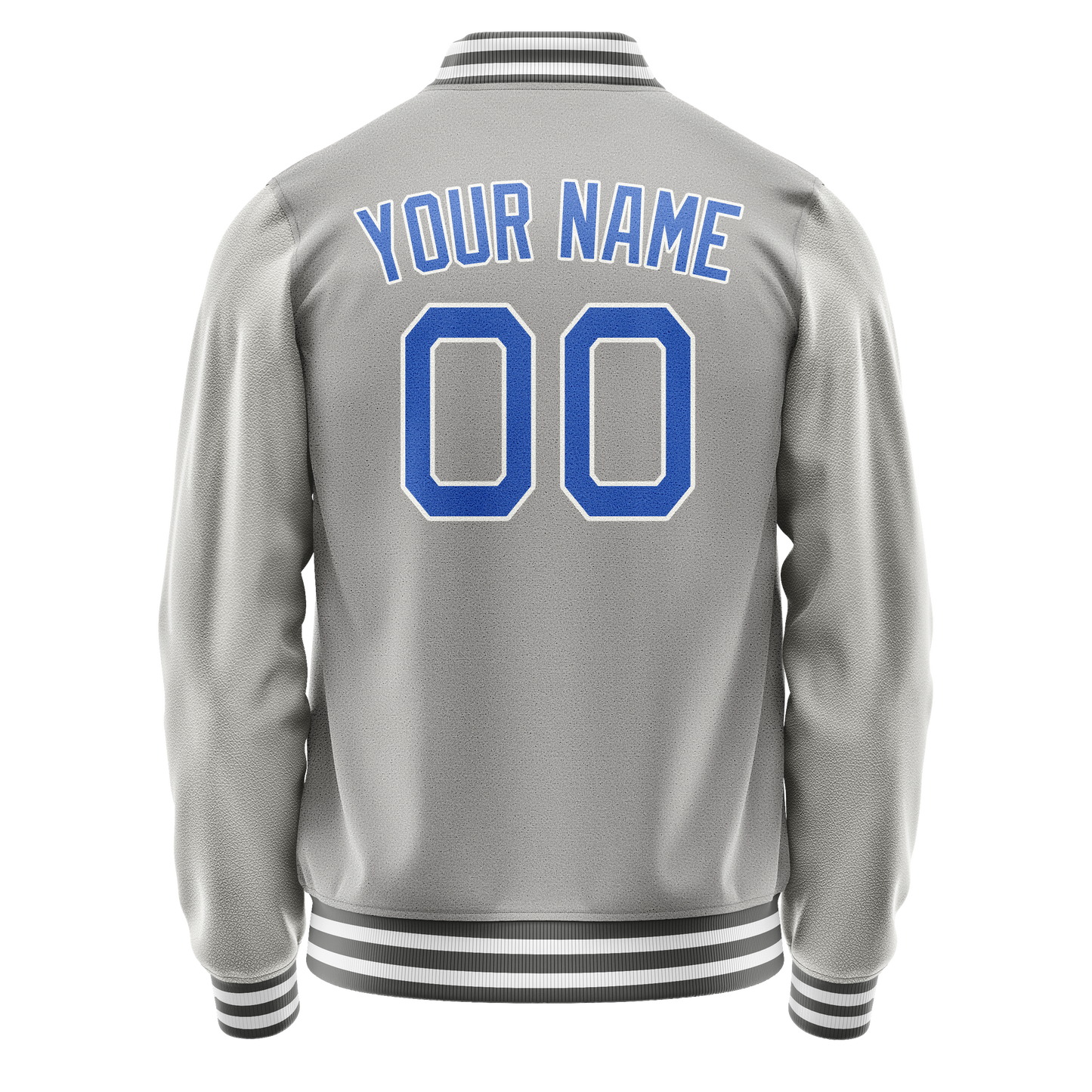 Custom Gray Light-Blue Solid Color Varsity Letterman Jacket