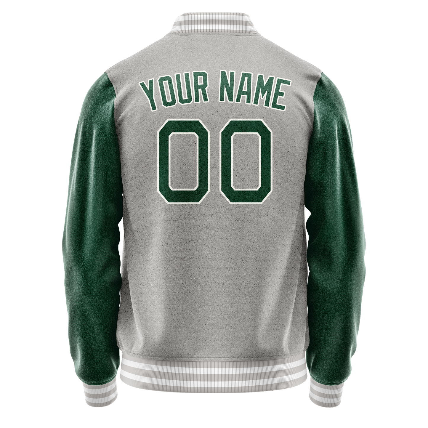 Custom Gray Kelly-Green Solid Color Varsity Letterman Jacket