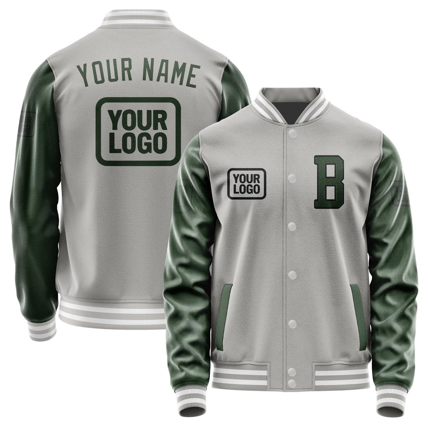 Custom Gray Dark Green Jacket JA040406041817060617