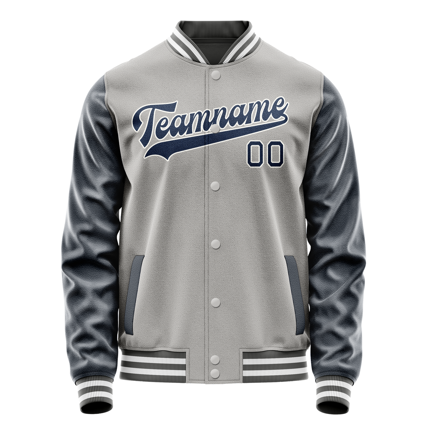 Custom Gray Royal Solid Color Varsity Letterman Jacket