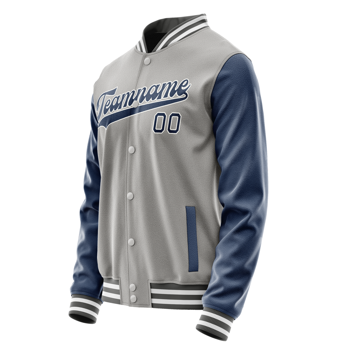 Custom Gray Royal Solid Color Varsity Letterman Jacket