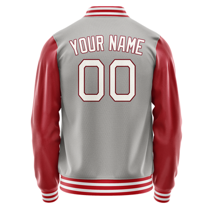 Custom Gray Texas-Orange Solid Color Varsity Letterman Jacket