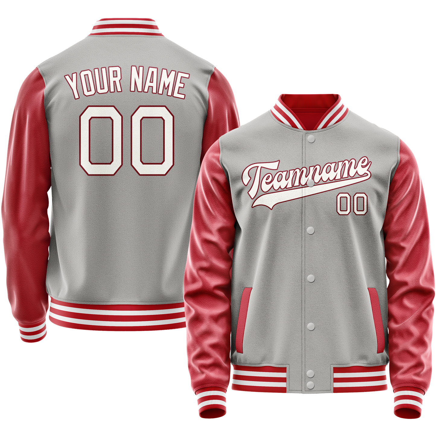 Custom Gray Texas-Orange Solid Color Varsity Letterman Jacket