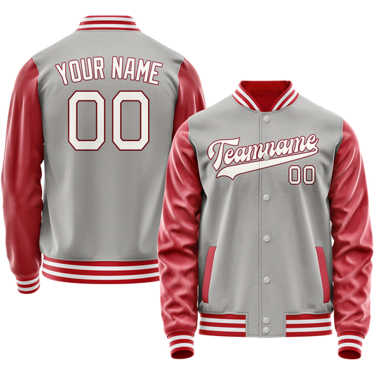 Custom Gray Texas-Orange Solid Color Varsity Letterman Jacket