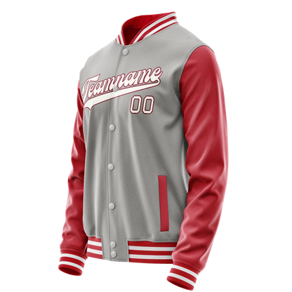 Custom Gray Texas-Orange Solid Color Varsity Letterman Jacket