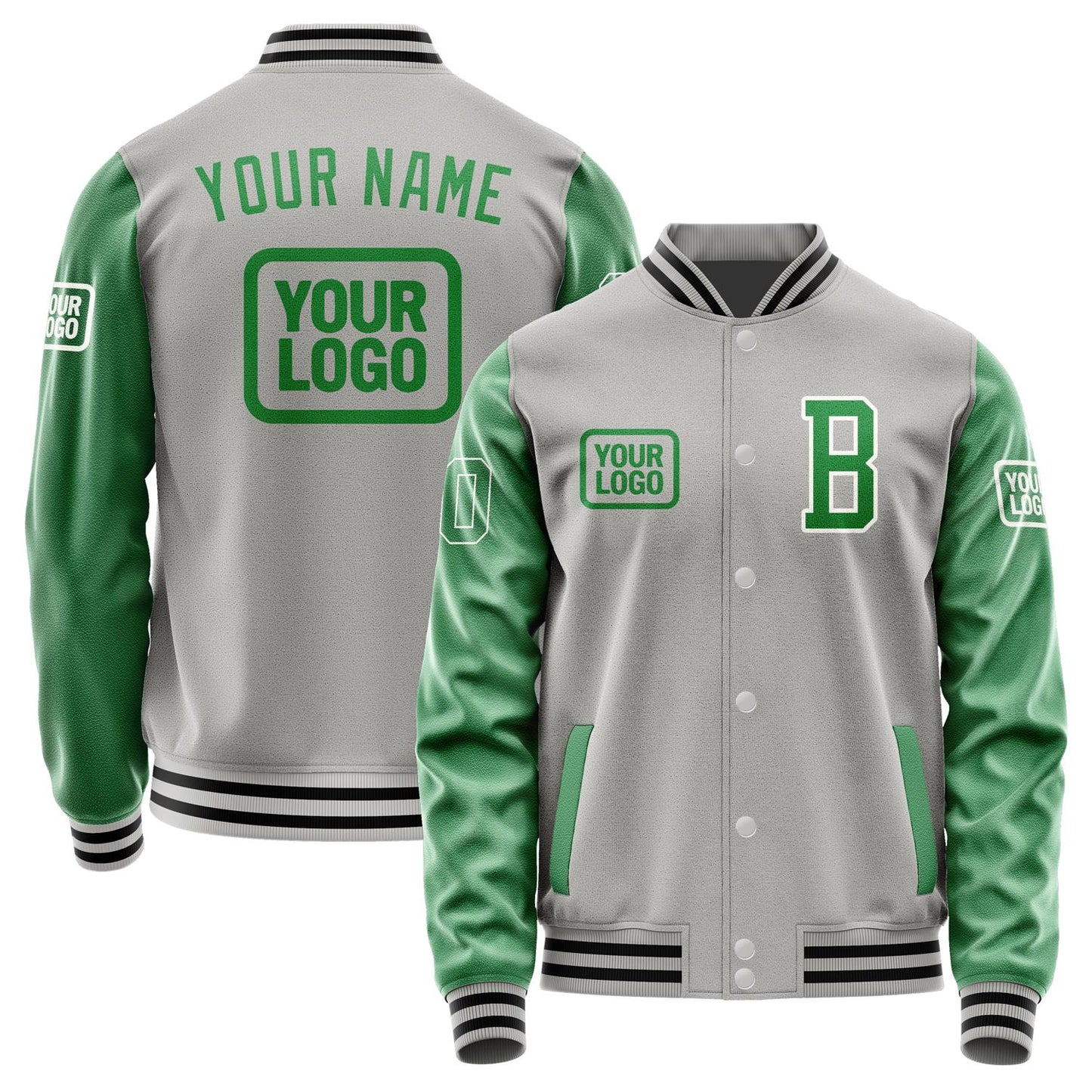 Custom Gray Emerald Green Jacket JA040424041718242418