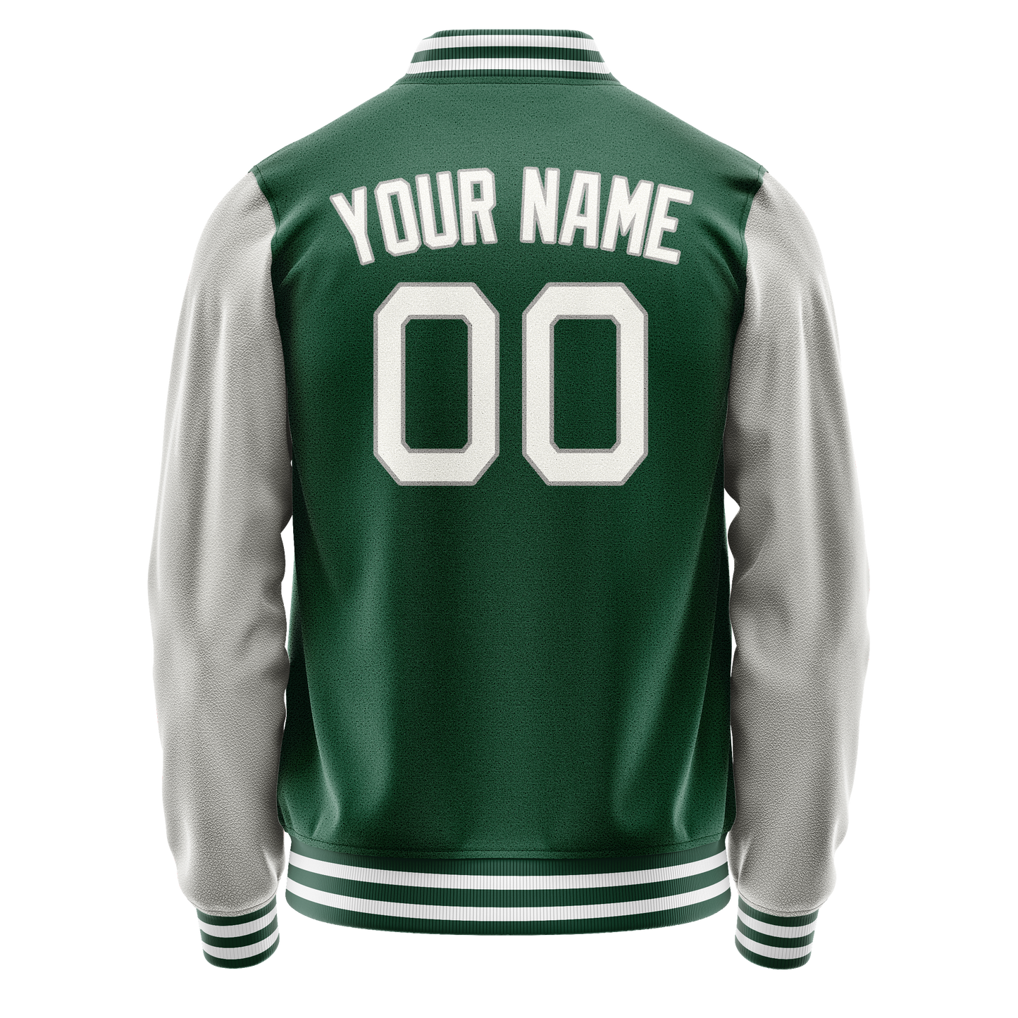 Custom Kelly-Green Gray Solid Color Varsity Letterman Jacket