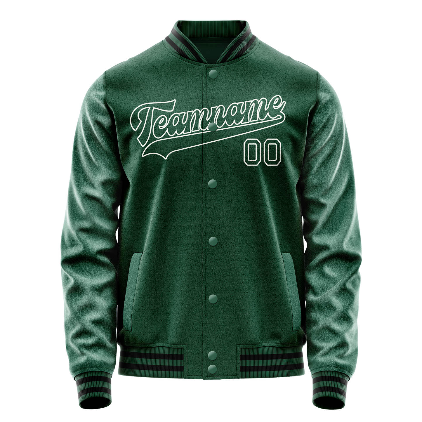 Custom Kelly-Green White Solid Color Varsity Letterman Jacket