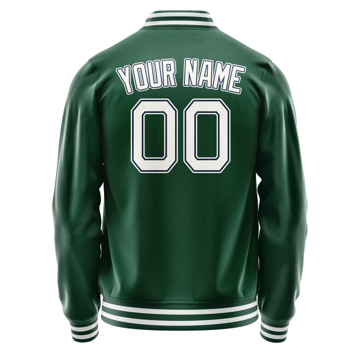 Custom Kelly-Green White Solid Color Varsity Letterman Jacket