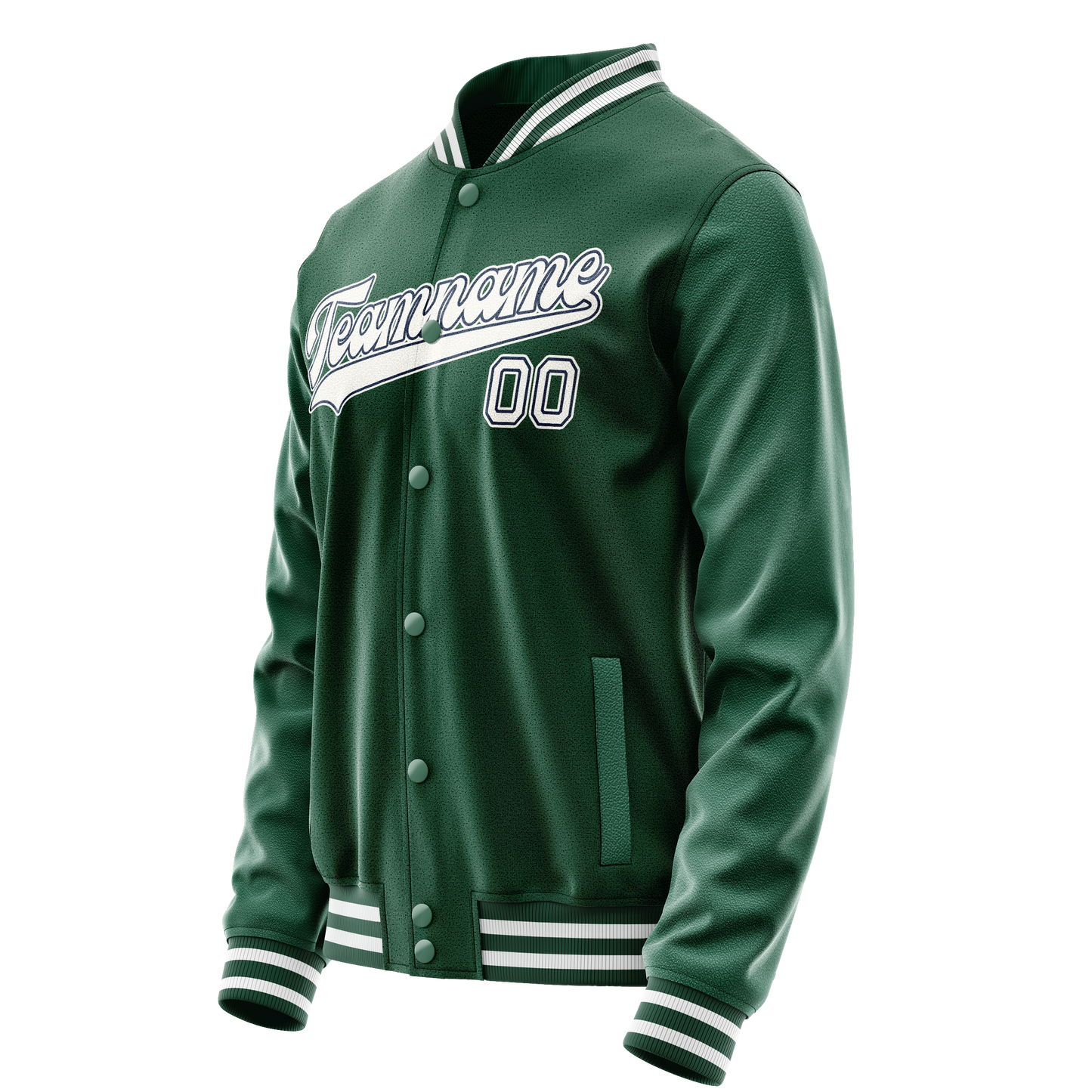 Custom Kelly-Green White Solid Color Varsity Letterman Jacket