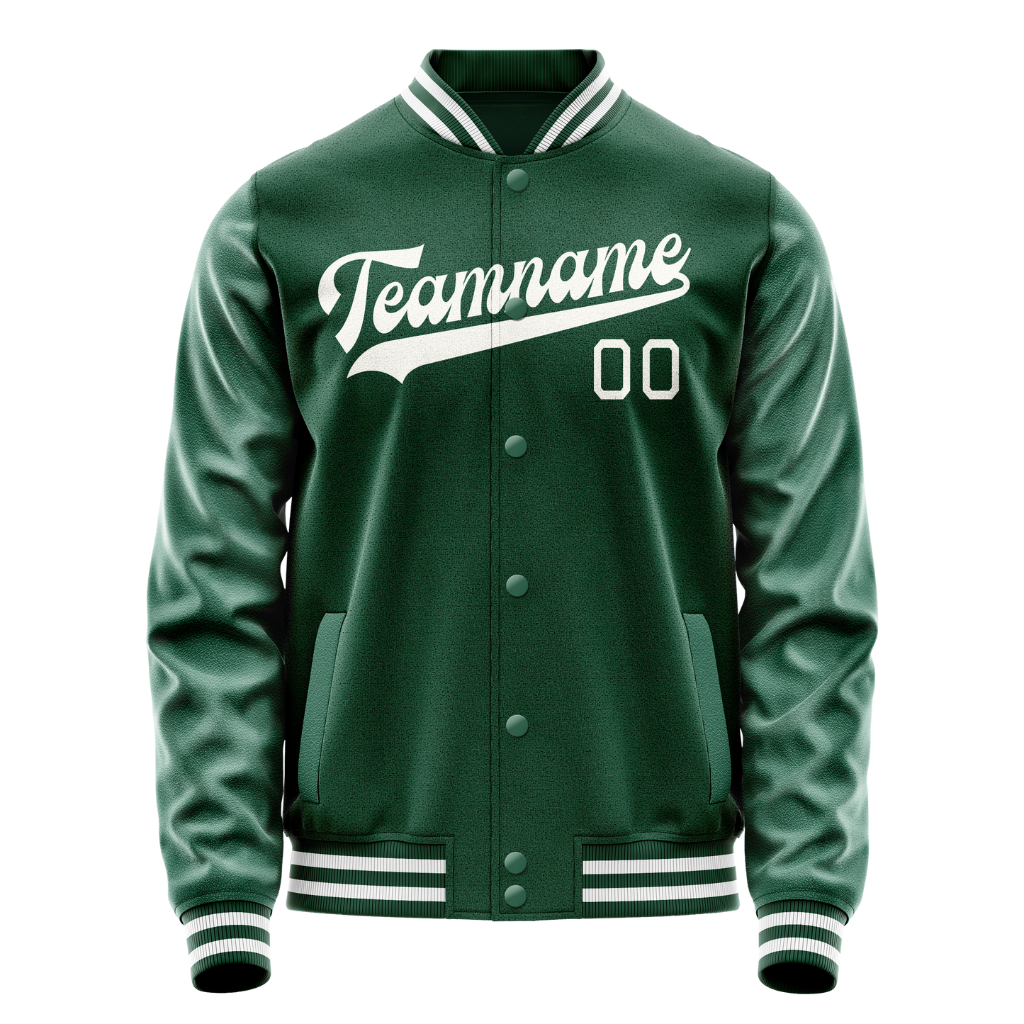 Custom Kelly-Green Gray Solid Color Varsity Letterman Jacket