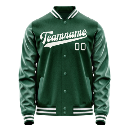 Custom Kelly-Green Gray Solid Color Varsity Letterman Jacket