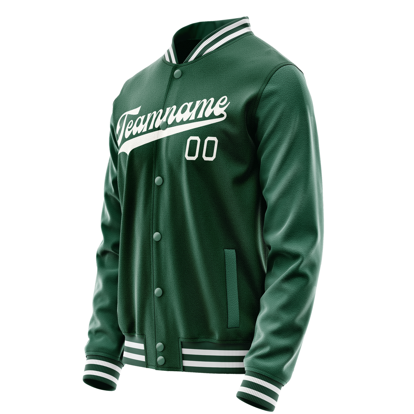 Custom Kelly-Green Gray Solid Color Varsity Letterman Jacket