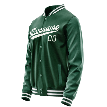 Custom Kelly-Green Gray Solid Color Varsity Letterman Jacket