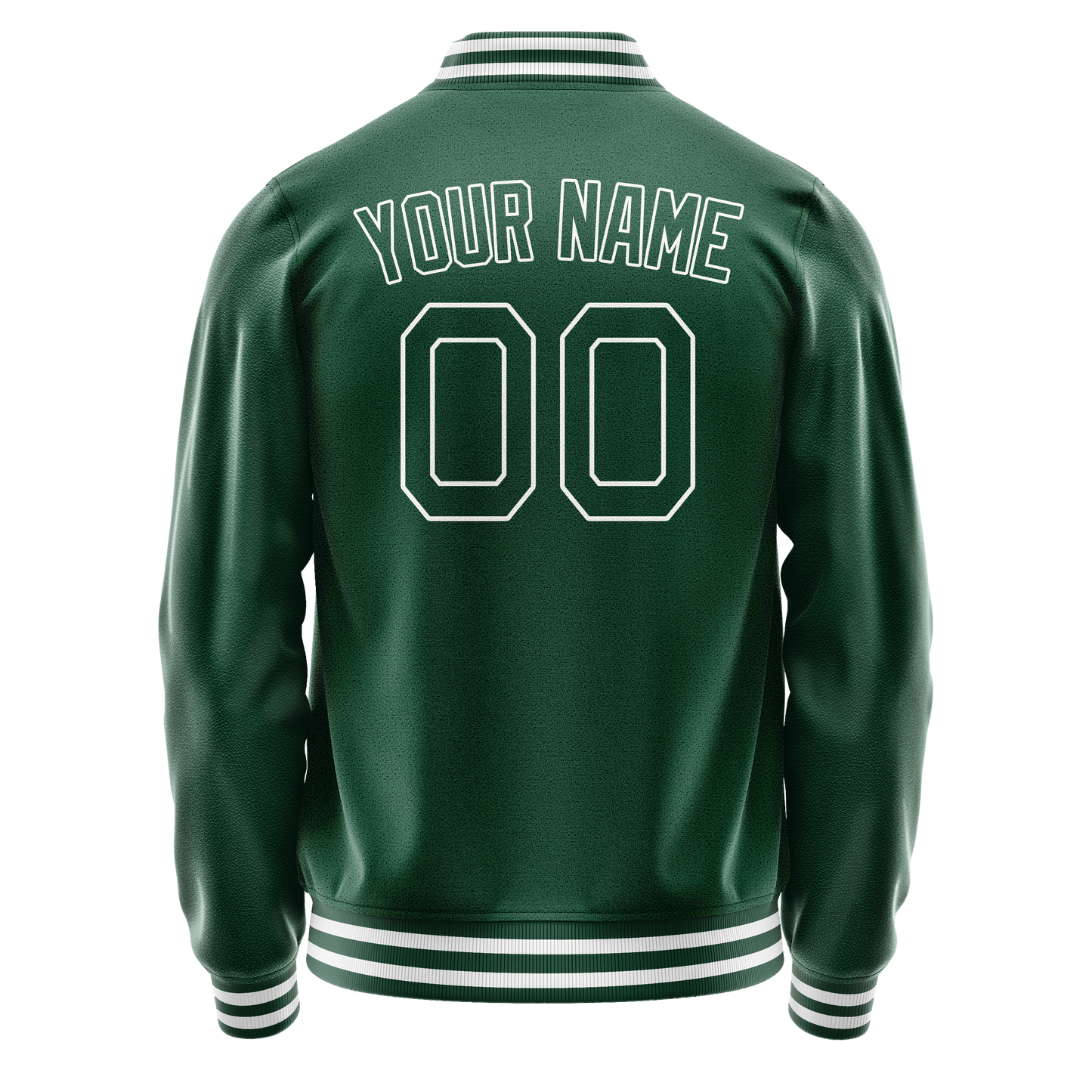 Custom Kelly-Green White Solid Color Varsity Letterman Jacket