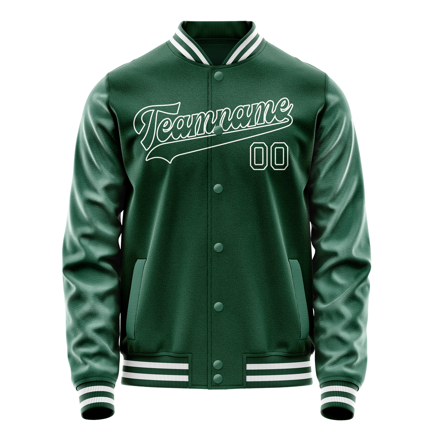 Custom Kelly-Green White Solid Color Varsity Letterman Jacket