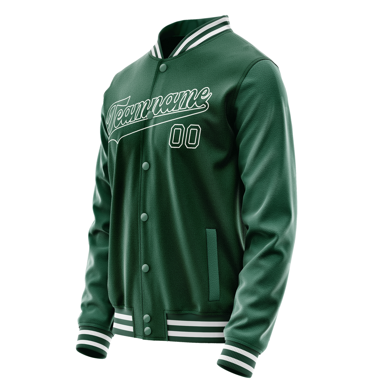 Custom Kelly-Green White Solid Color Varsity Letterman Jacket