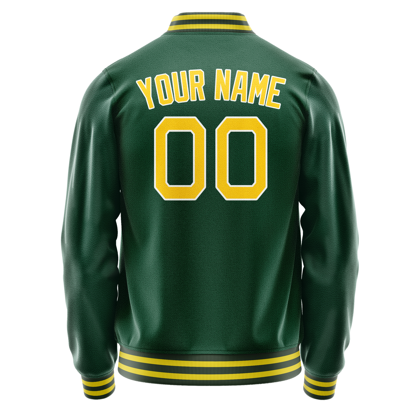 Custom Kelly-Green Gold Solid Color Varsity Letterman Jacket