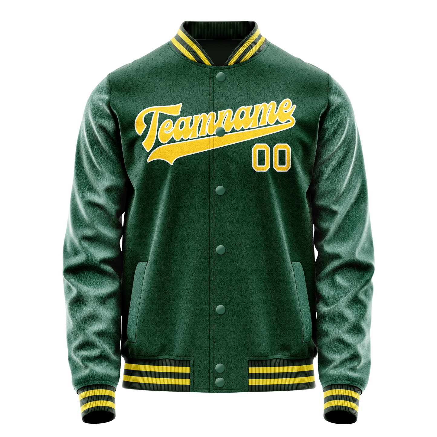 Custom Kelly-Green Gold Solid Color Varsity Letterman Jacket