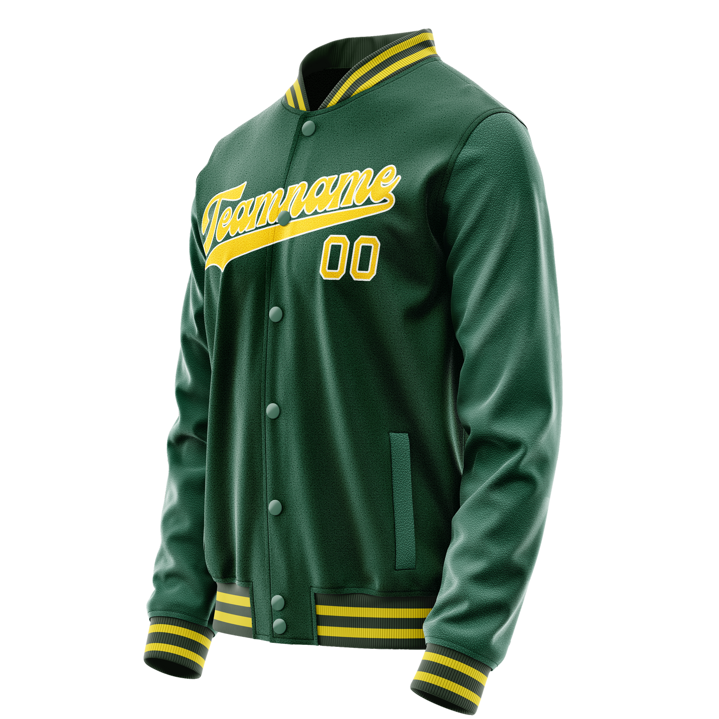 Custom Kelly-Green Gold Solid Color Varsity Letterman Jacket