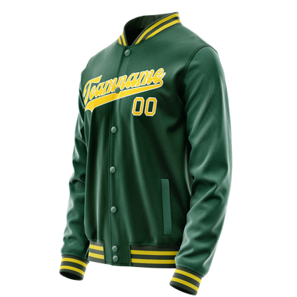 Custom Kelly-Green Gold Solid Color Varsity Letterman Jacket