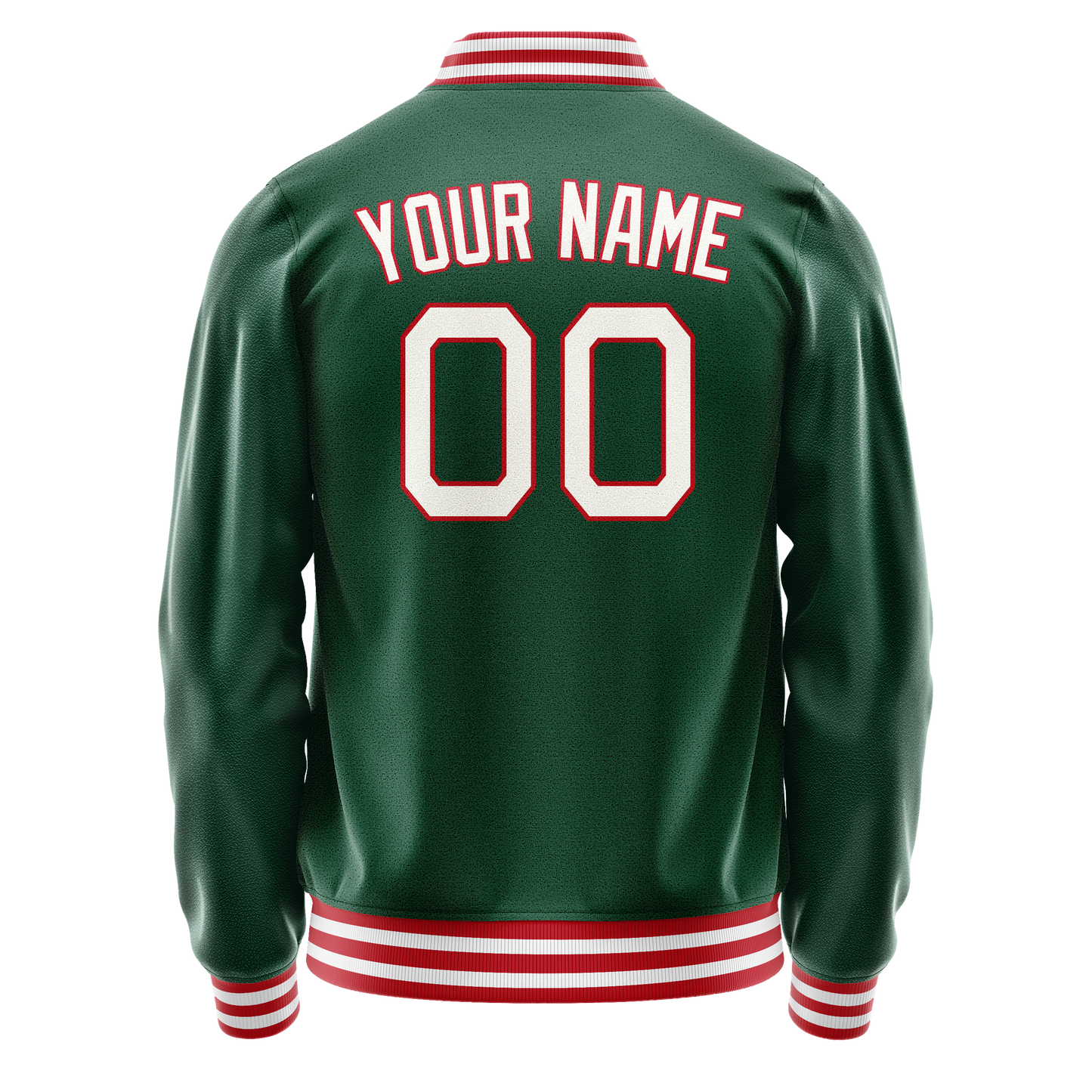 Custom Kelly-Green White Solid Color Varsity Letterman Jacket