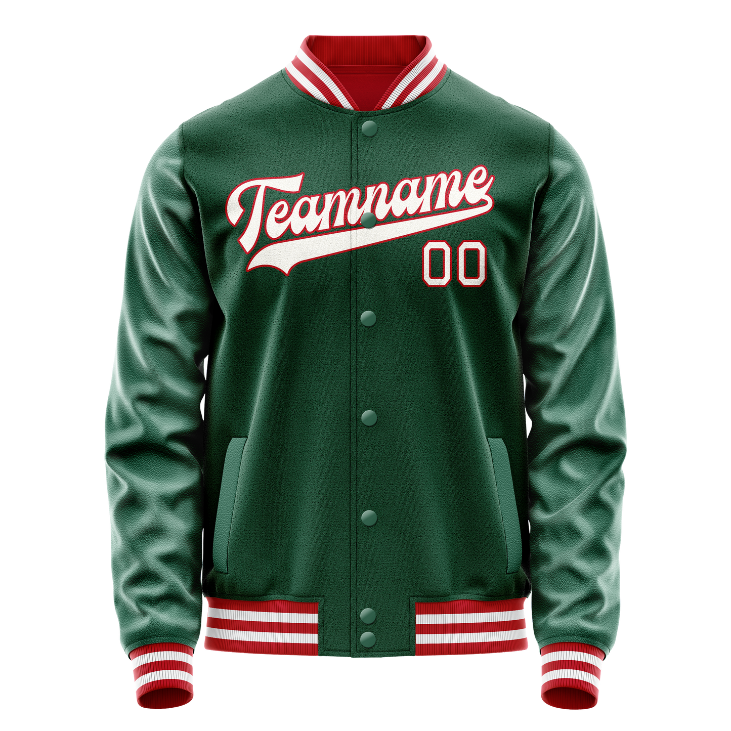 Custom Kelly-Green White Solid Color Varsity Letterman Jacket