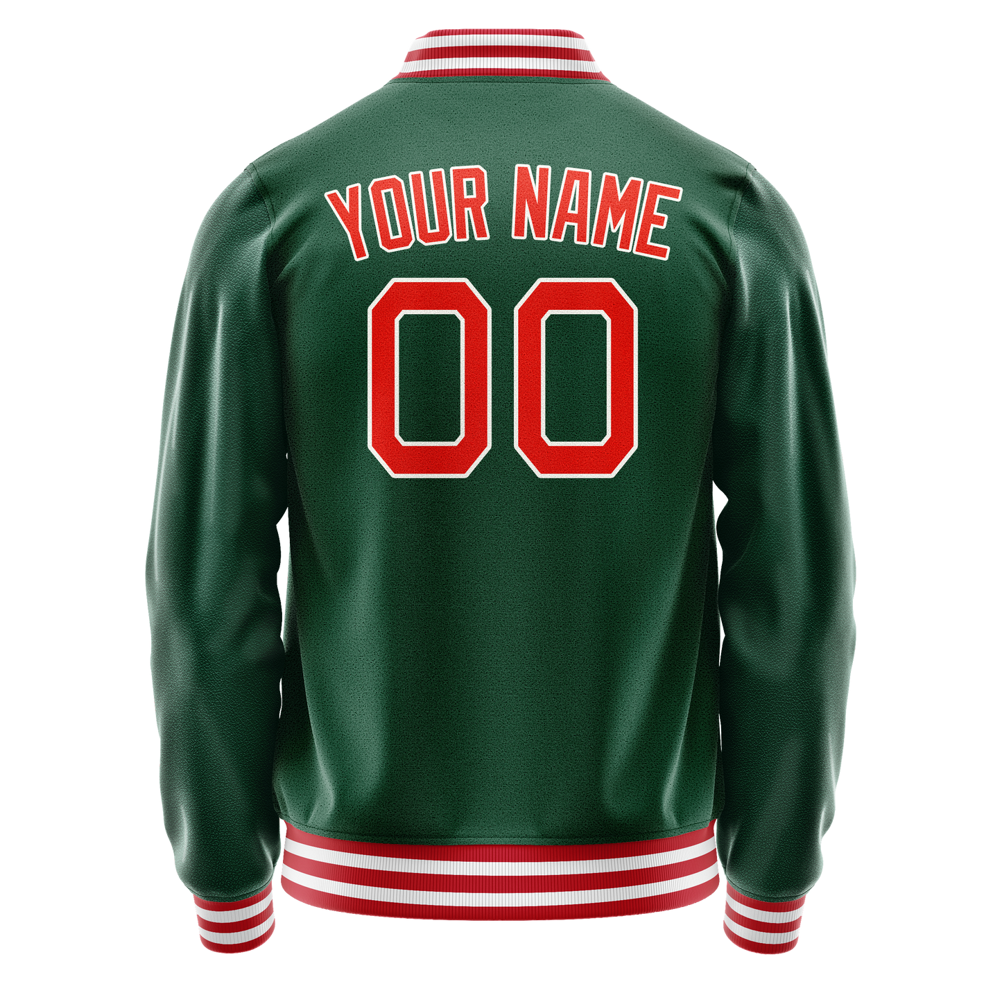 Custom Kelly-Green Orange Solid Color Varsity Letterman Jacket