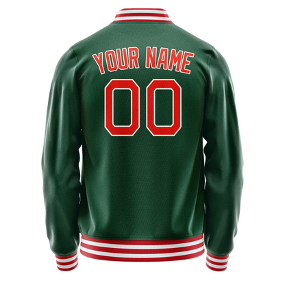 Custom Kelly-Green Orange Solid Color Varsity Letterman Jacket