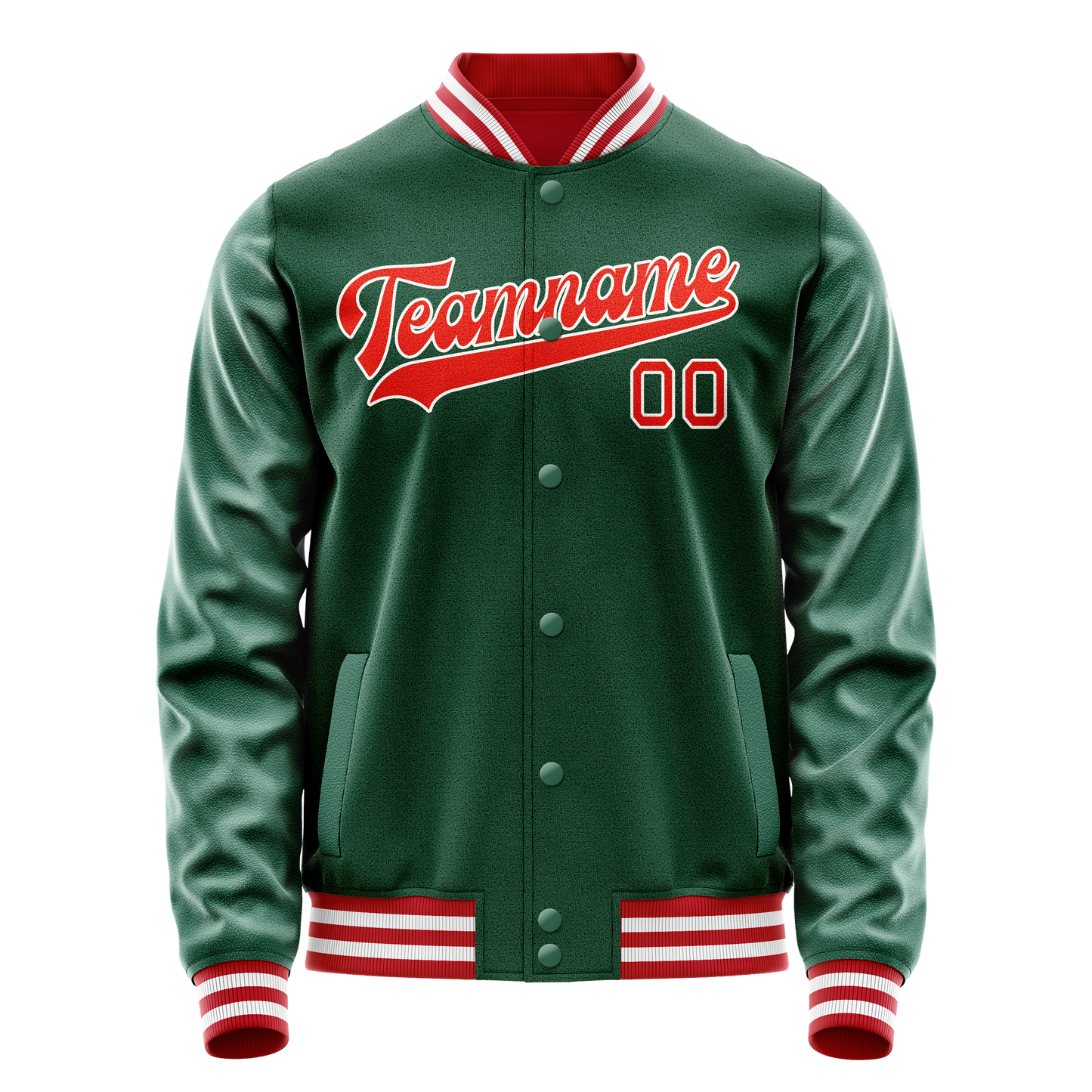 Custom Kelly-Green Orange Solid Color Varsity Letterman Jacket