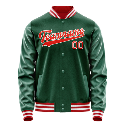 Custom Kelly-Green Orange Solid Color Varsity Letterman Jacket