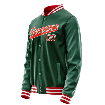 Custom Kelly-Green Orange Solid Color Varsity Letterman Jacket