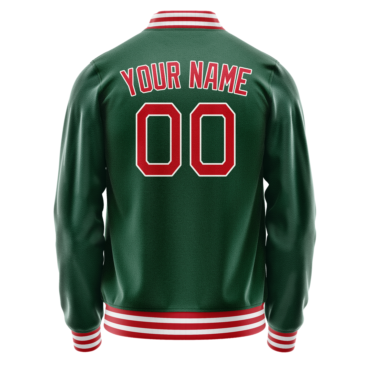 Custom Kelly-Green Red Solid Color Varsity Letterman Jacket