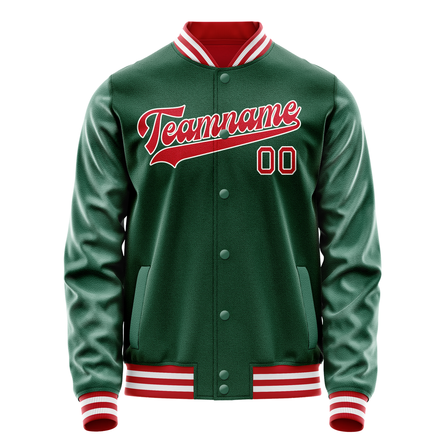 Custom Kelly-Green Red Solid Color Varsity Letterman Jacket
