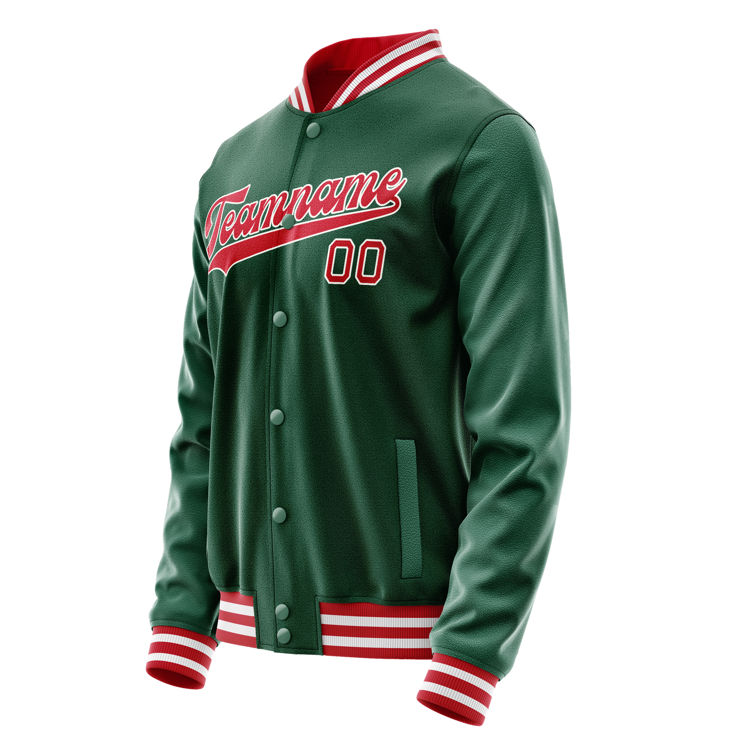 Custom Kelly-Green Red Solid Color Varsity Letterman Jacket