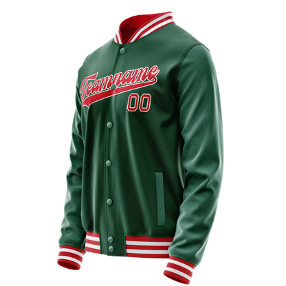 Custom Kelly-Green Red Solid Color Varsity Letterman Jacket