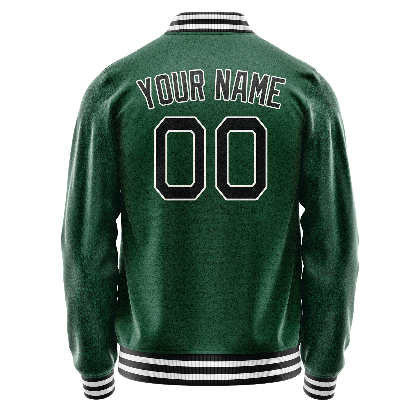 Custom Kelly-Green Black Solid Color Varsity Letterman Jacket