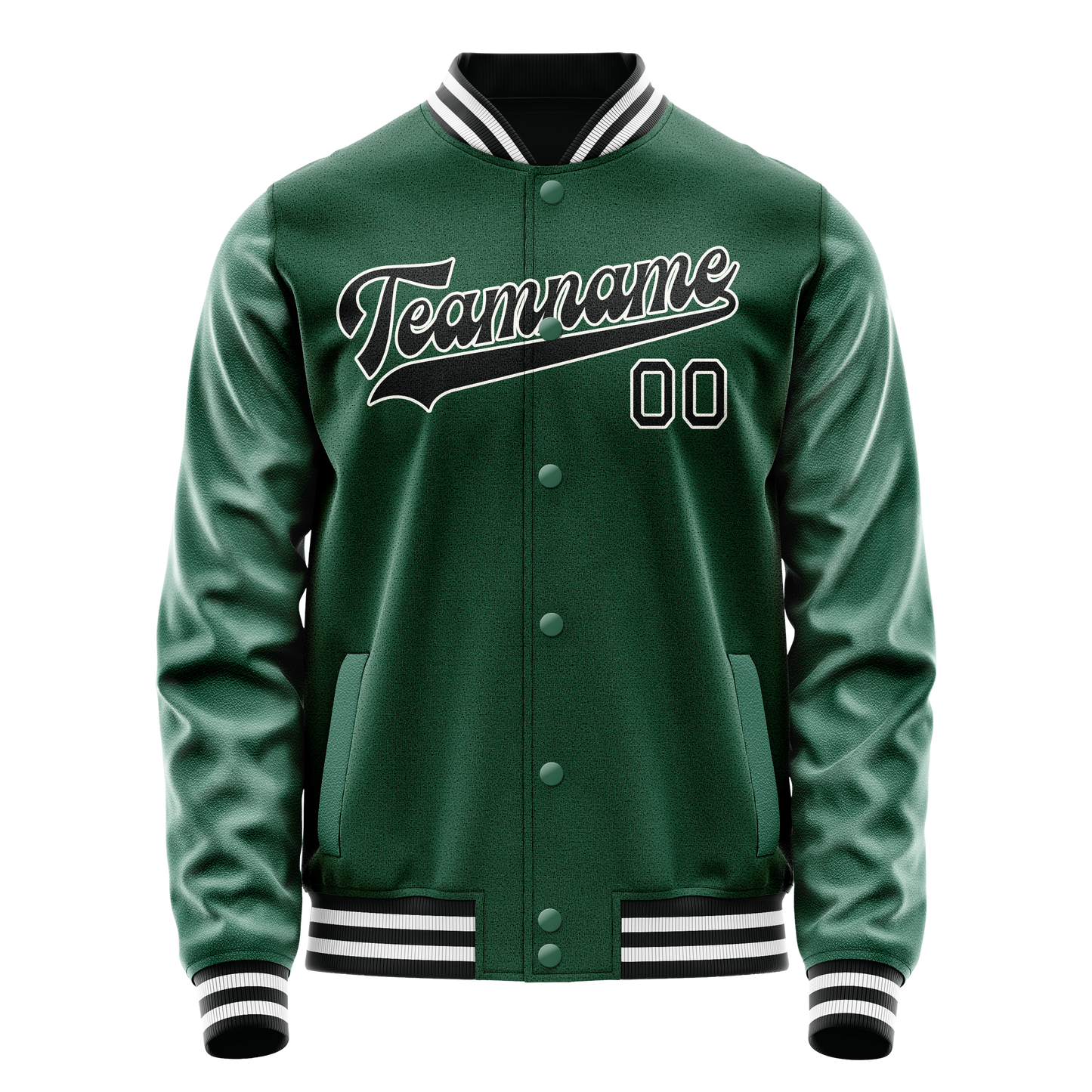 Custom Kelly-Green Black Solid Color Varsity Letterman Jacket