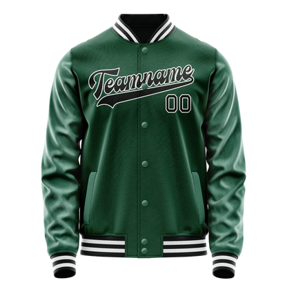 Custom Kelly-Green Black Solid Color Varsity Letterman Jacket