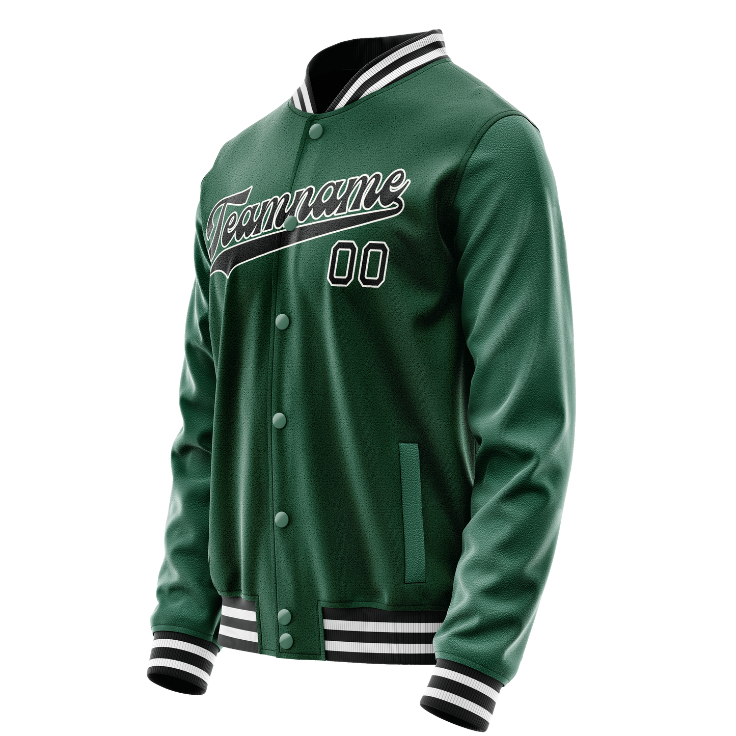 Custom Kelly-Green Black Solid Color Varsity Letterman Jacket
