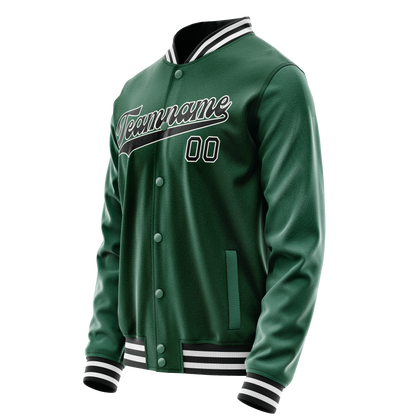 Custom Kelly-Green Black Solid Color Varsity Letterman Jacket