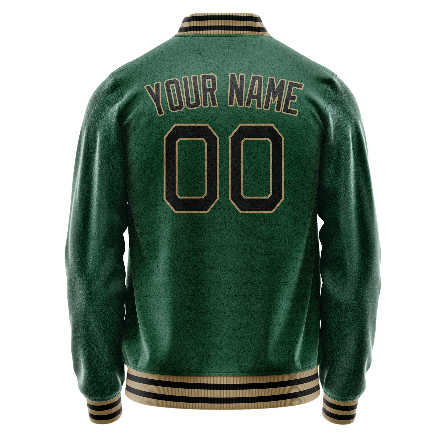 Custom Kelly-Green Black Solid Color Varsity Letterman Jacket