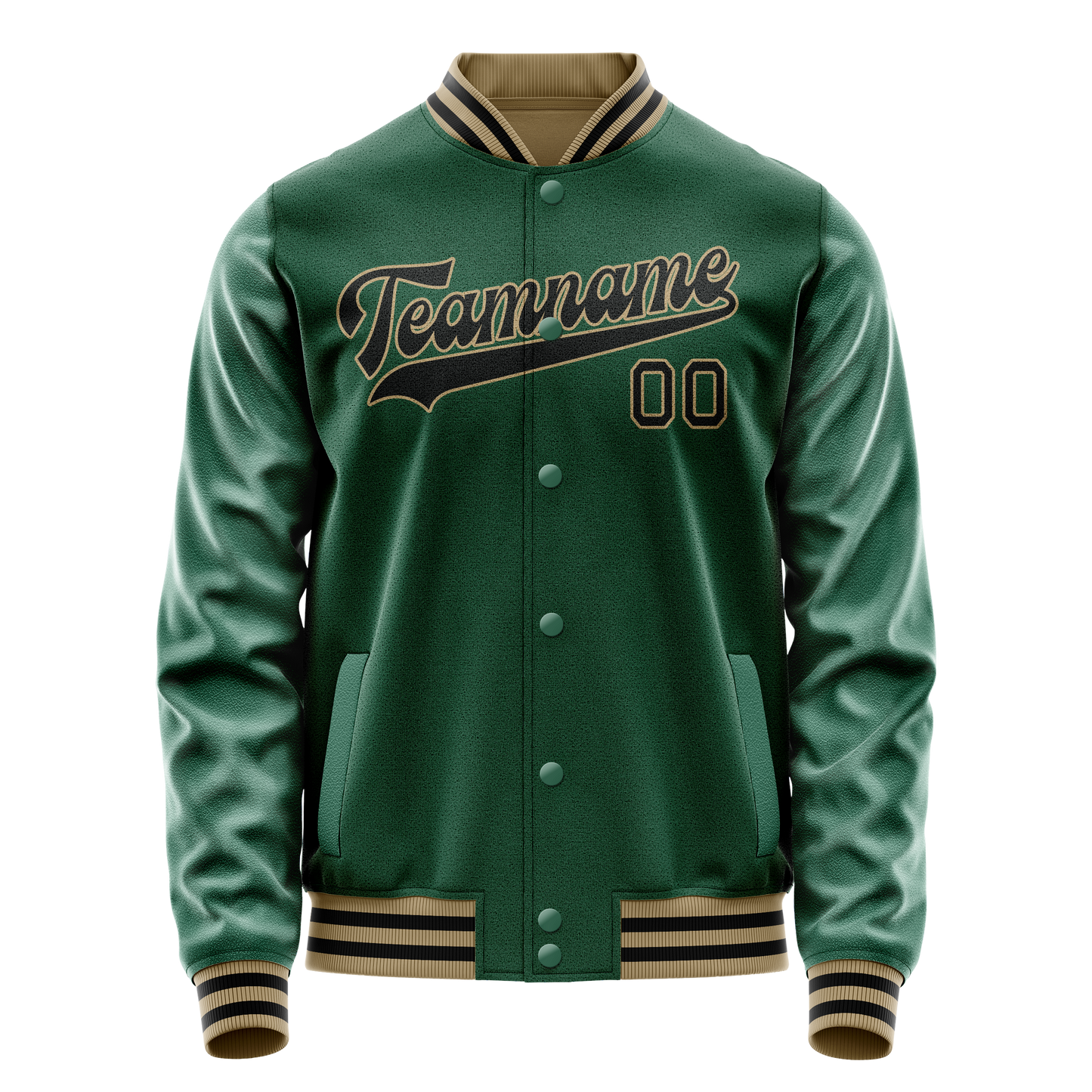 Custom Kelly-Green Black Solid Color Varsity Letterman Jacket
