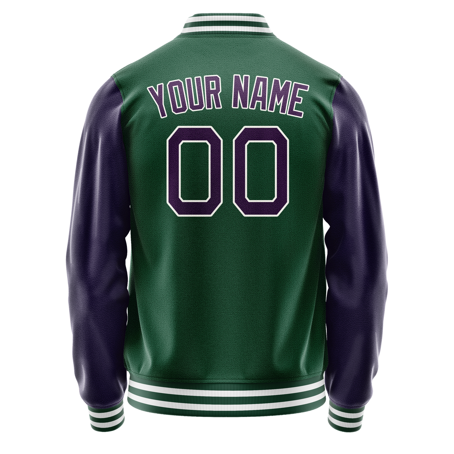Custom Kelly-Green Purple Solid Color Varsity Letterman Jacket