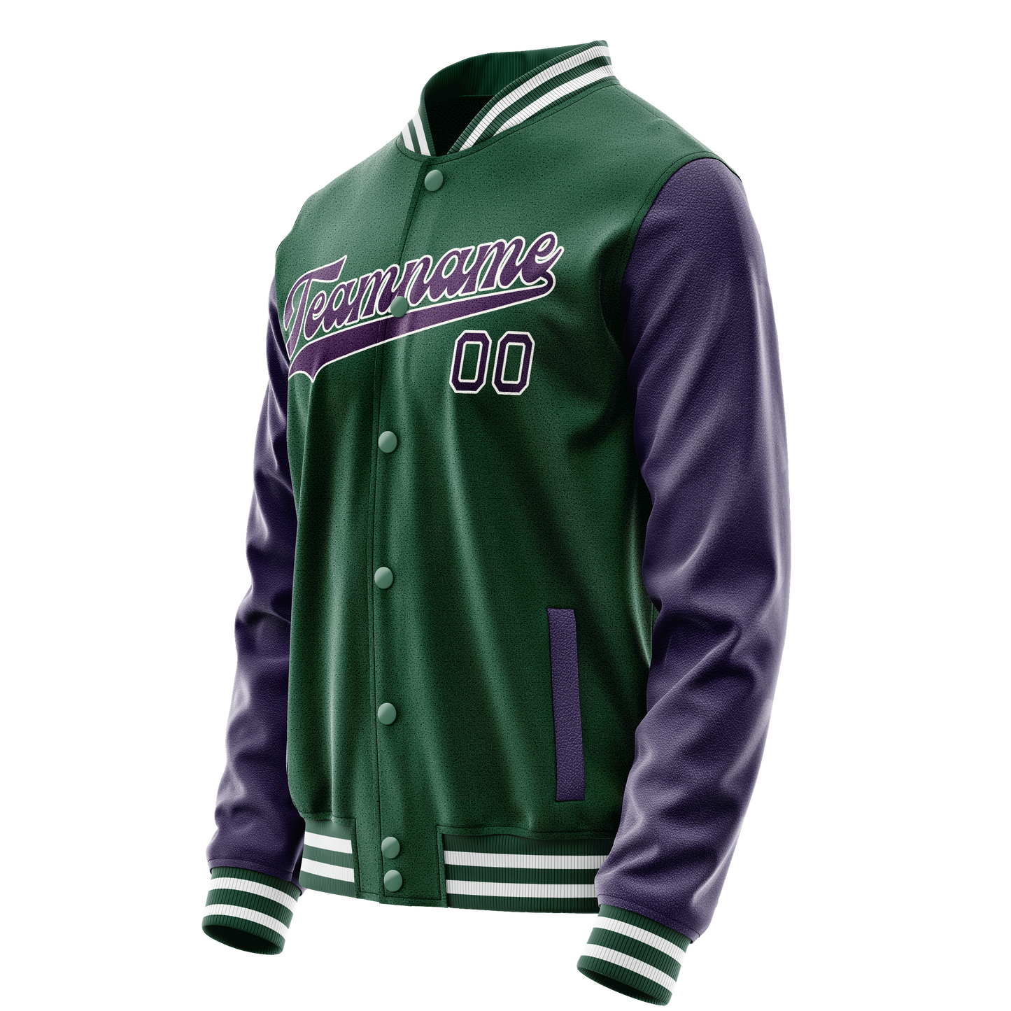 Custom Kelly-Green Purple Solid Color Varsity Letterman Jacket