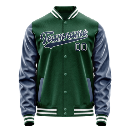 Custom Kelly-Green Royal Solid Color Varsity Letterman Jacket