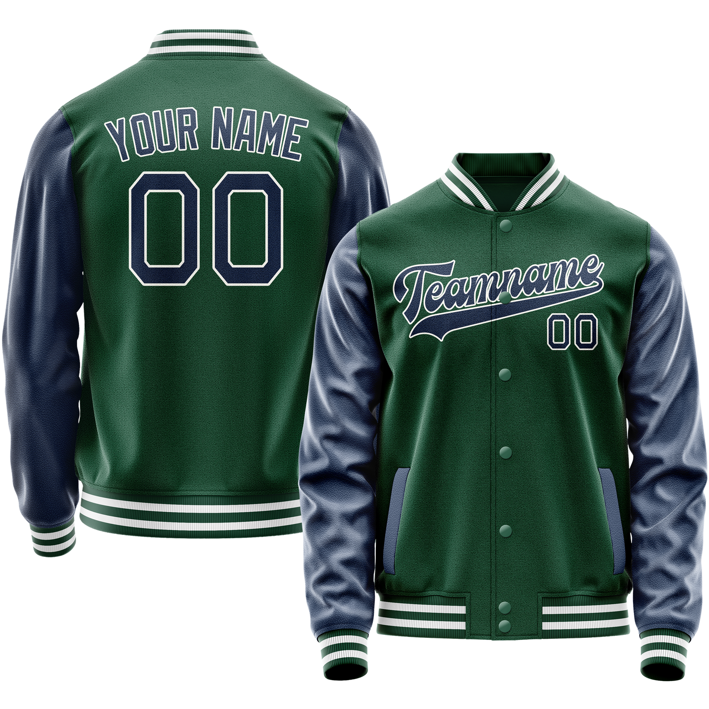 Custom Kelly-Green Royal Solid Color Varsity Letterman Jacket