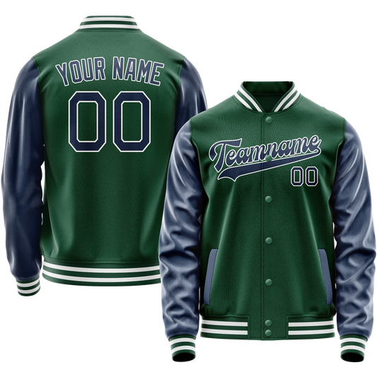 Custom Kelly-Green Royal Solid Color Varsity Letterman Jacket