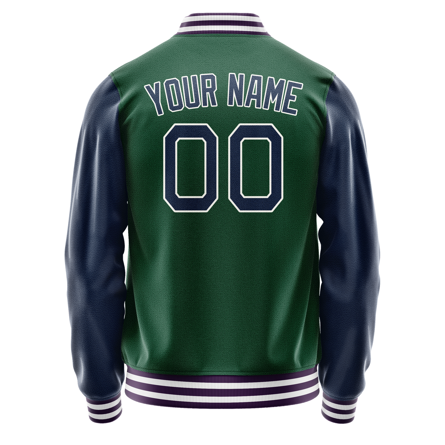 Custom Kelly-Green Navy Solid Color Varsity Letterman Jacket